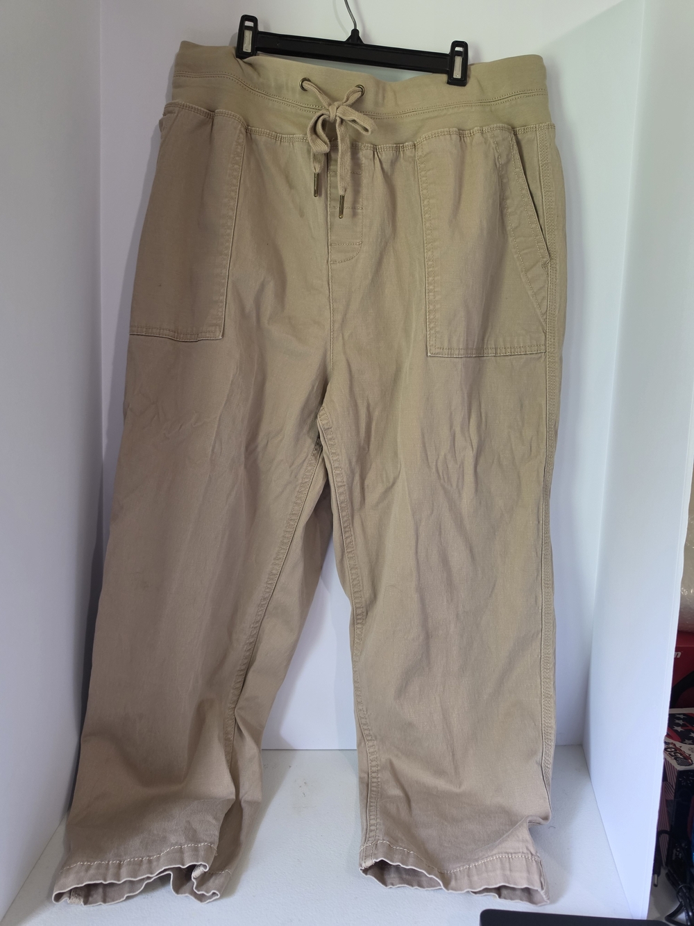 Terra & Sky Men's Drawstring Cargo Chinos in Khaki